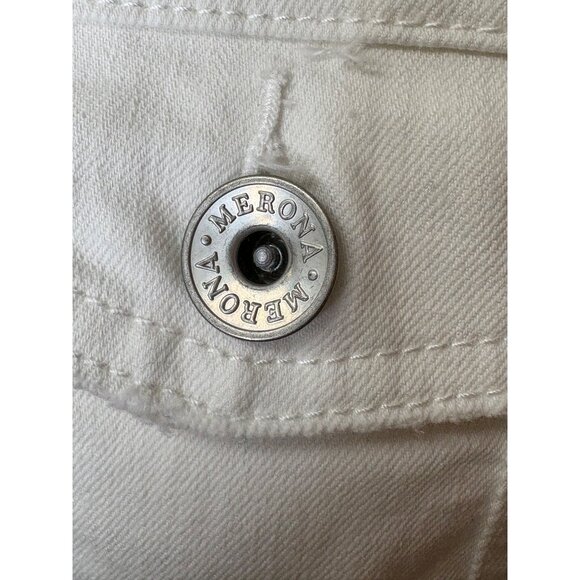 White Denim Vest "What Would Dolly Do?" Embroidery On Back Sleeveless Size M - Picture 10 of 16